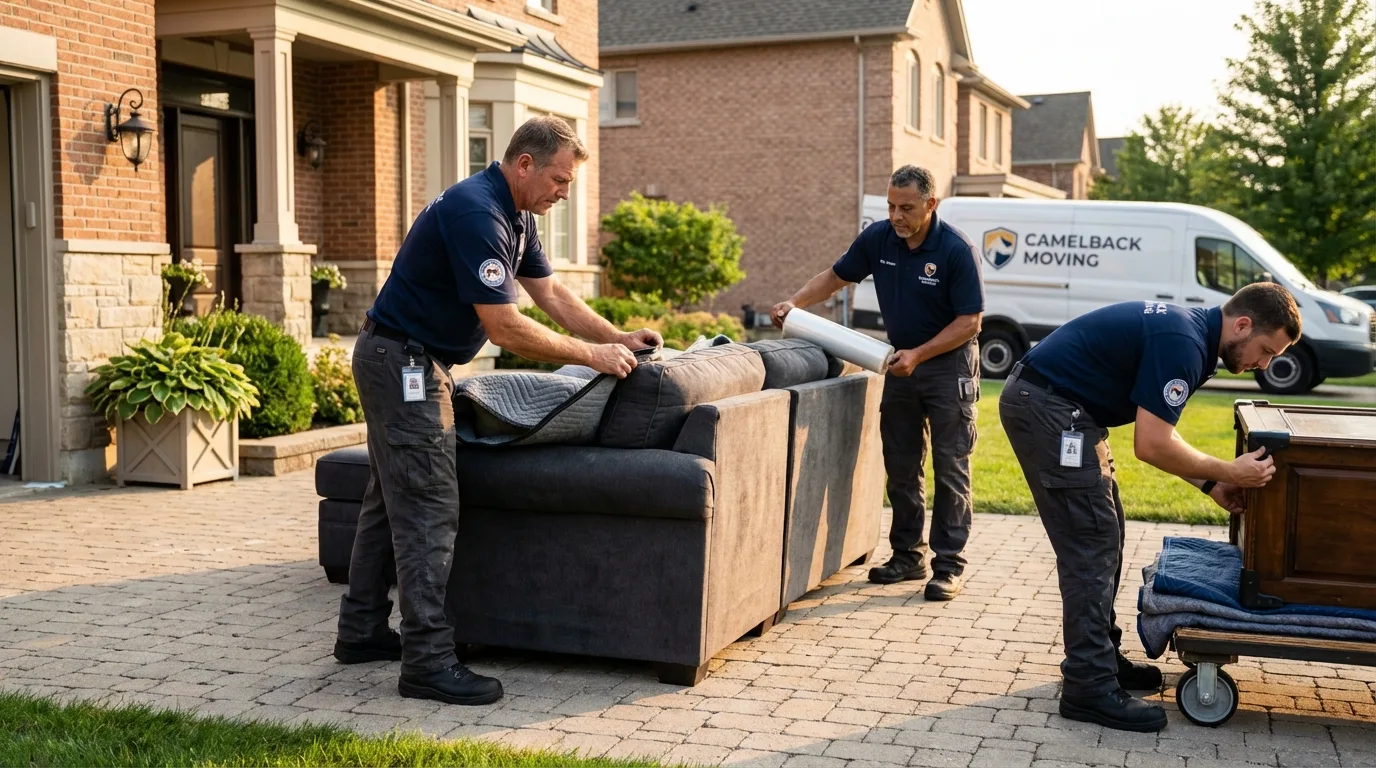 Large estate moving crew wrapping furniture in Jewell, IA