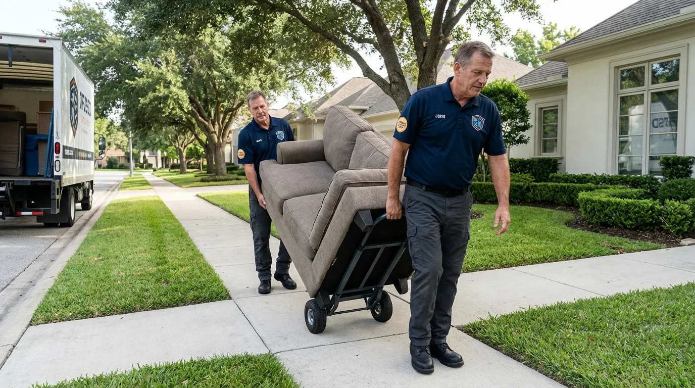 Local residential moving crew loading furniture in Jewell, IA