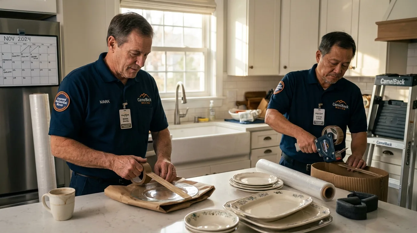 Professional crew packing kitchen dishware in Jewell, IA